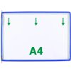 Display board A4, blue, horizontal, opening on the top