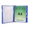 Wall mounted holder A3 steel + 10 blue display boards