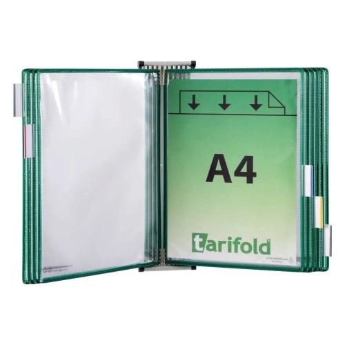 Wall mounted holder A4 steel + 10 green display boards