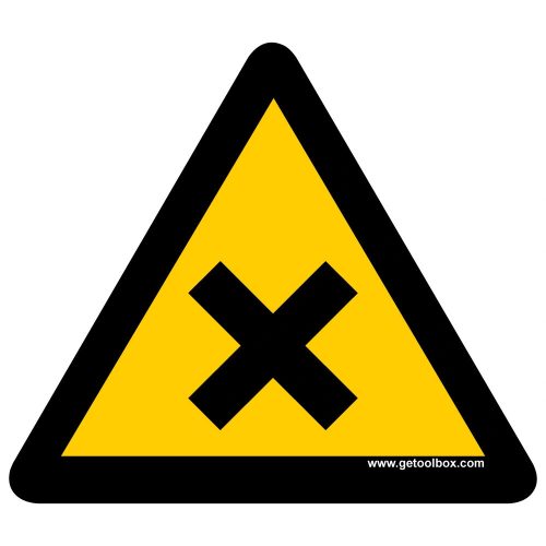 "WARNING!  HARMFUL OR IRRITANT SUBSTANCE" FLOOR SIGN 300 mm