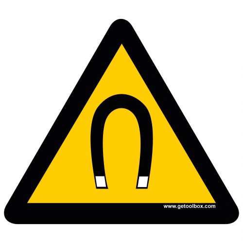 "WARNING! STRONG MAGNETIC FIELD" FLOOR SIGN 300 mm