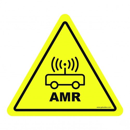 AMR TRUCKS OPERATING IN THIS AREA!' FLOOR SIGN 500 mm